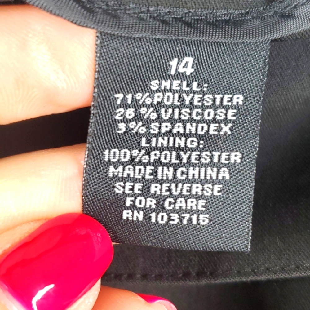 Larry Levine Black Tiered Ribbon Pencil Skirt Career Office Size 14 NWT - Picture 9 of 12